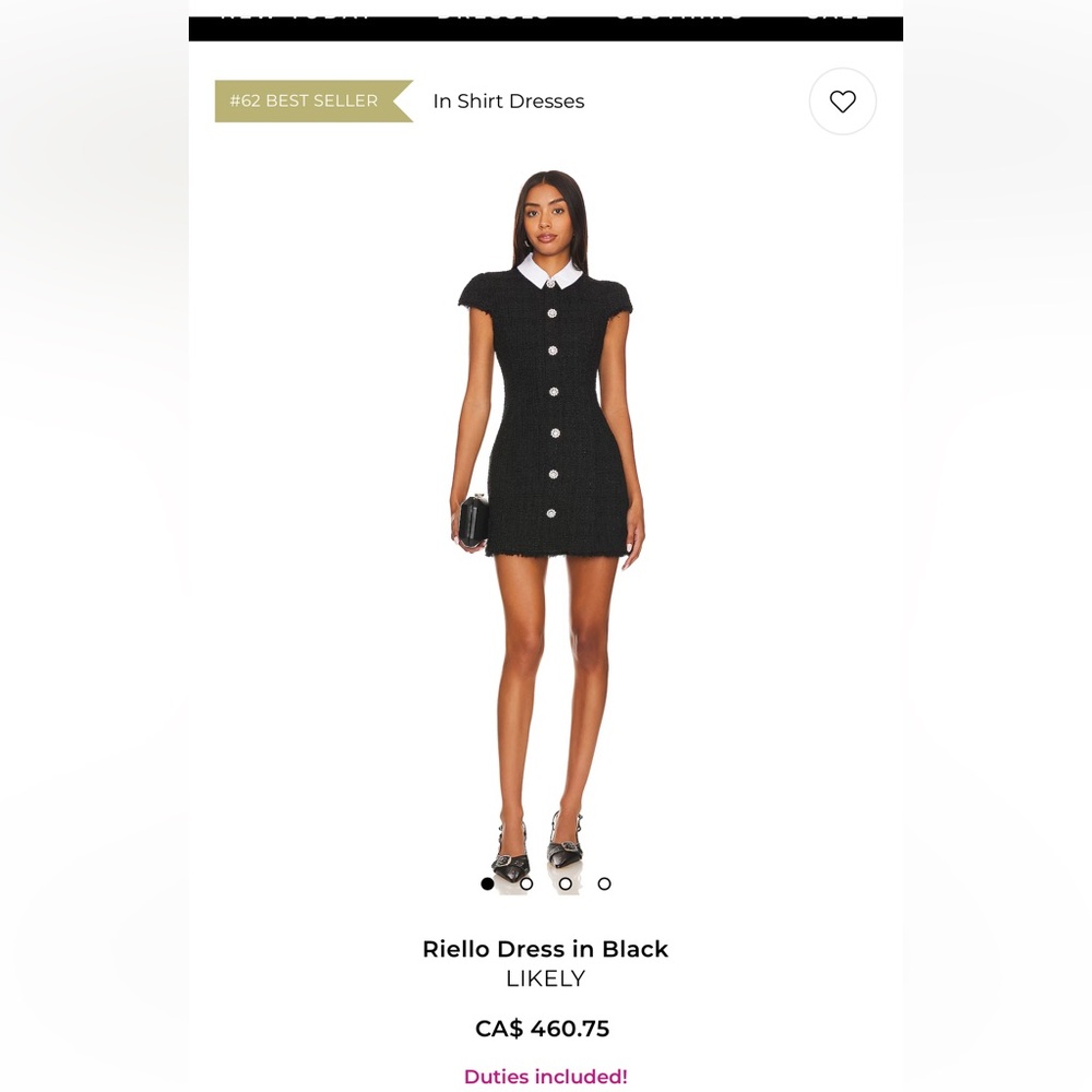 Likely Riello Dress in Black SIZE 0